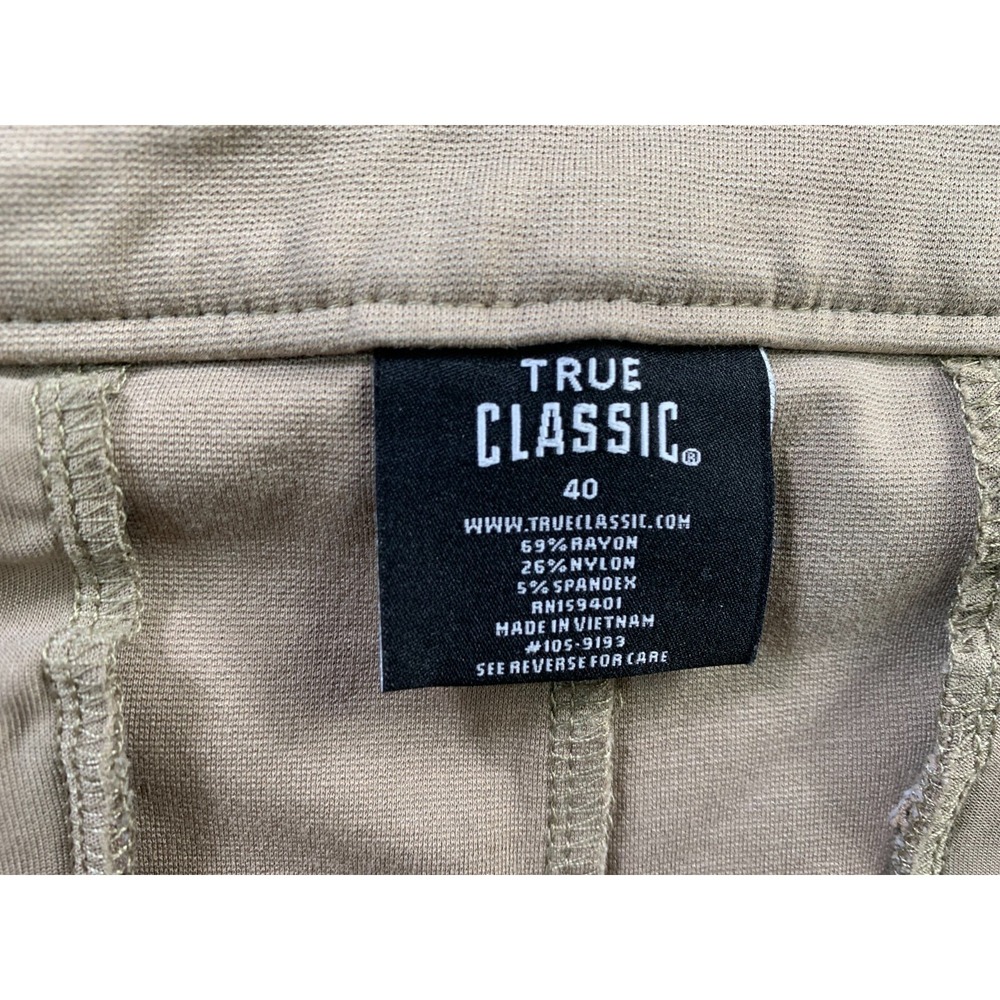 True Classic Pants Mens 40x27 Beige Soft Stretch Comfort Casual Chino - Picture 9 of 13